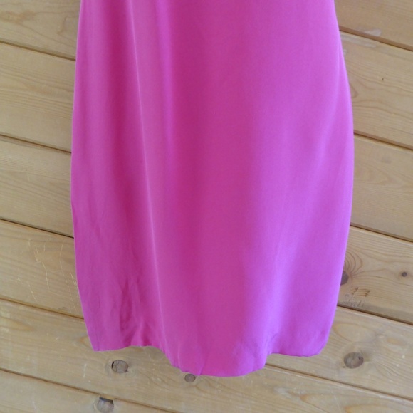 JAYGODFREY Hot Pink 100% Silk One Shoulder Party Cocktail Sleeveless Tank Dress - Picture 4 of 11